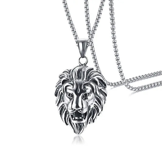 Necklace steel lion head-ne454