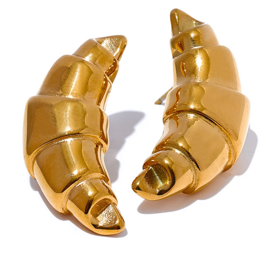 Σκουλαρίκια ατσάλι σε σχήμα κρουασάν-EA490