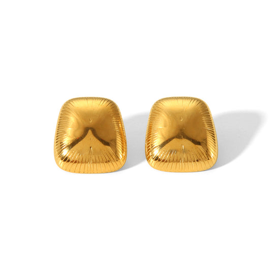 Σκουλαρίκια επιχρυσωμένο ατσάλι τετράγωνα-EA021