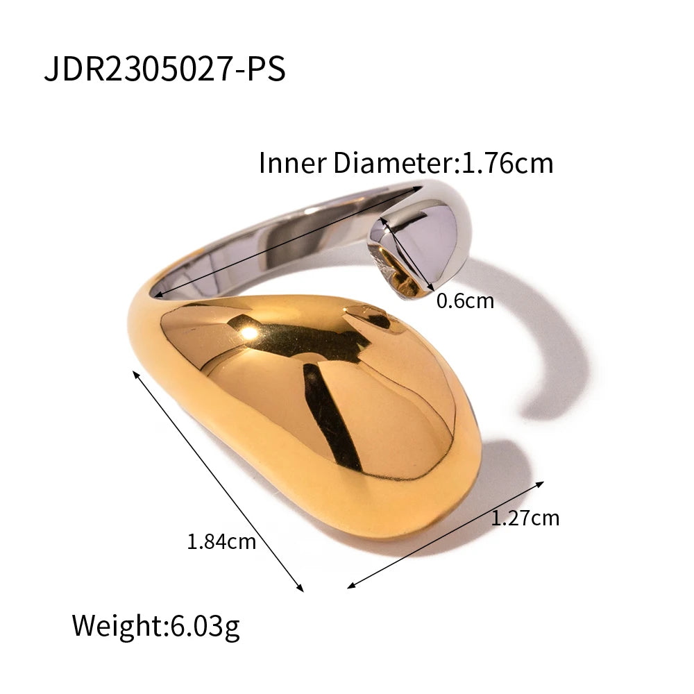 Δαχτυλίδι σε χρυσό και ασημί ασύμετρο-R226