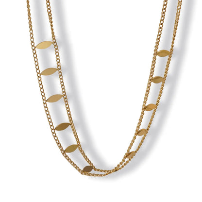 Necklace Gold Plated Steel with Vacuum and Rhombus-NE154