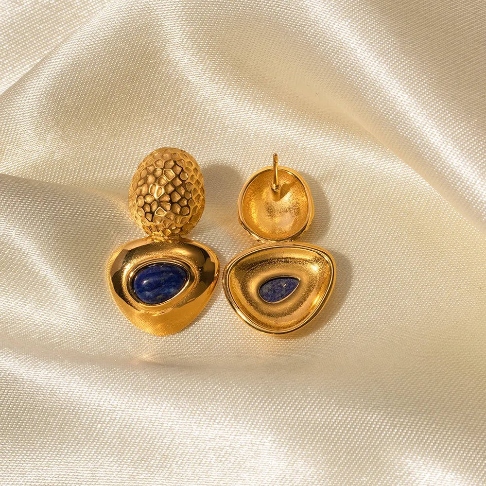 Σκουλαρίκια vintage με μπλε πέτρα-EA275