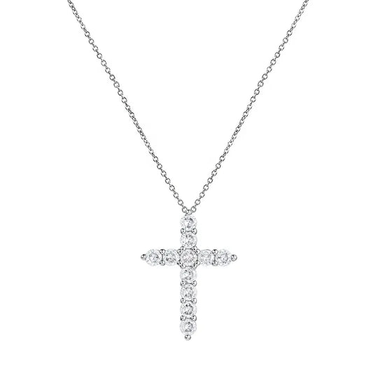 Brass cross necklace with zircon - w178
