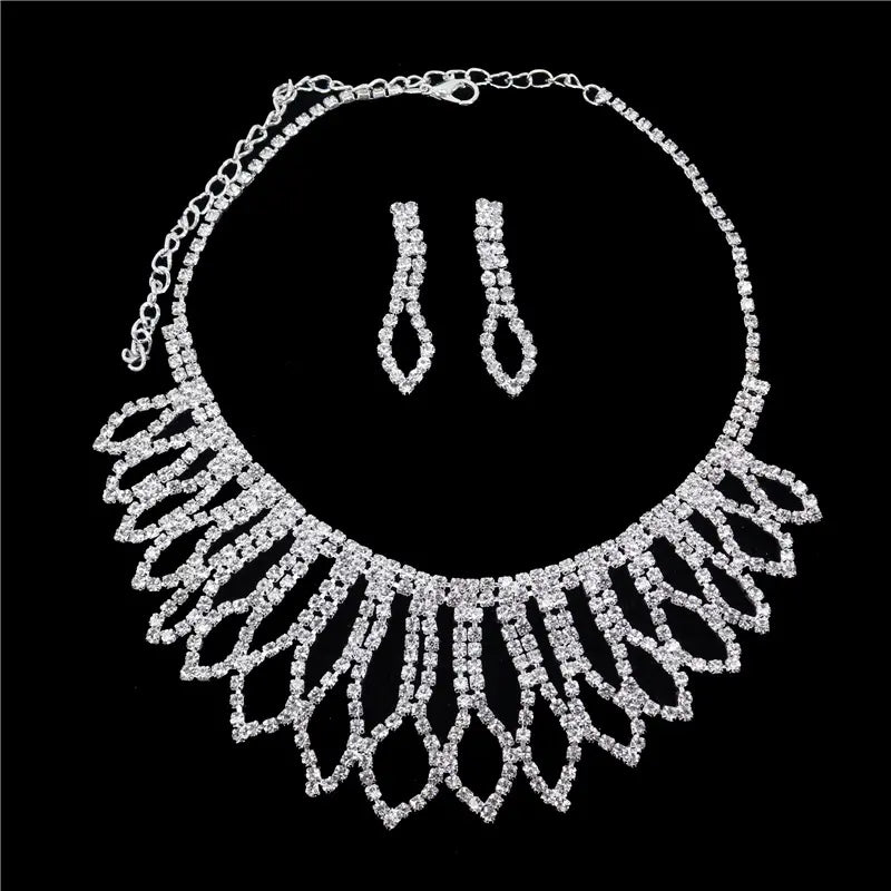 Rhinestone necklace and earrings set - w148