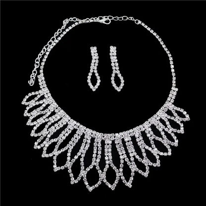 Rhinestone necklace and earrings set - w148