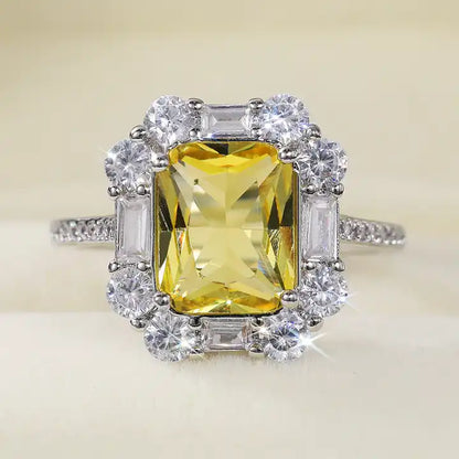 Δαχτυλίδι με ορθογώνιο κίτρινο zircon - R140