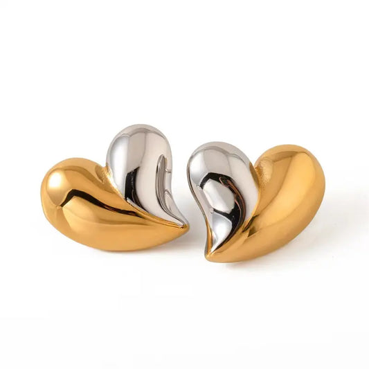 Σκουλαρίκια ατσάλι μισό ασημί-χρυσό-EA505