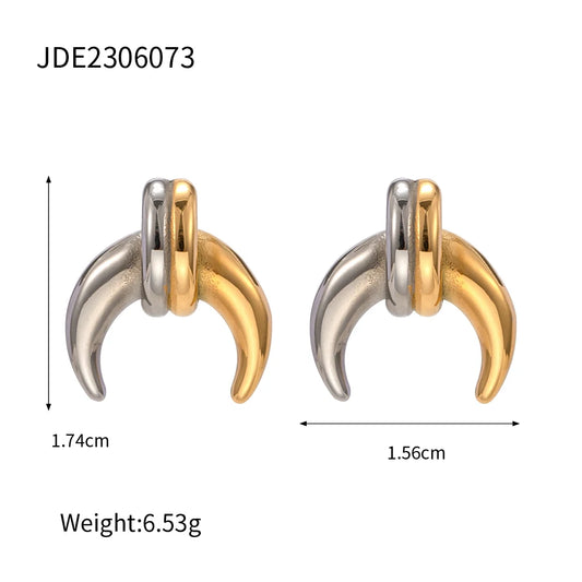 Σκουλαρίκια μισοφέγγαρο χρυσό-ασημί-EA102