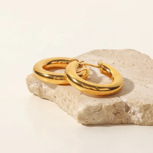 Steel hoop earrings - w192