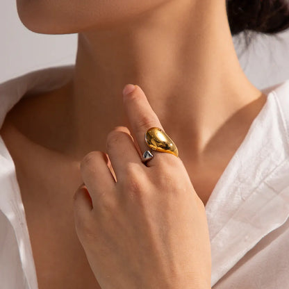 Ring in gold and silver asymmetric-R226