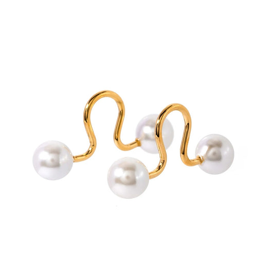 Ear cuff dorati con perle-EA071