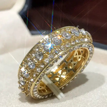 Δαχτυλίδι βέρα χρυσό με κυκλικά zircon -R132