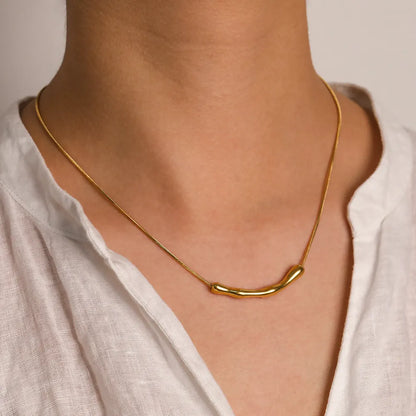 Necklace gilded steel with bamboo branch-ne153