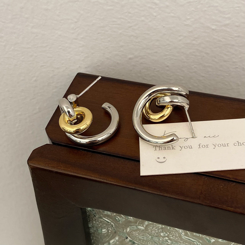 Σκουλαρίκια ατσάλι χρυσό ασημί με μικρό κρίκο-EA660