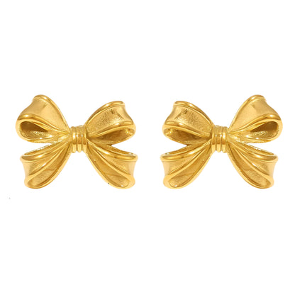 Earrings gilded steel bow-ea296