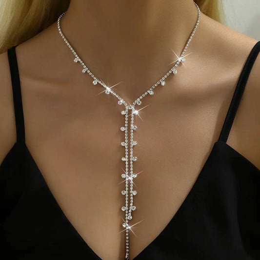 Necklace with rhinestones - w279