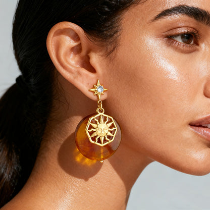 Σκουλαρίκια επιχρυσωμένο ατσάλι με ήλιο και ακρυλικό-EA561