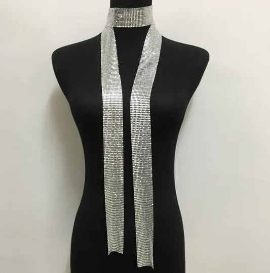 *Silver Sequin Scarf - J003