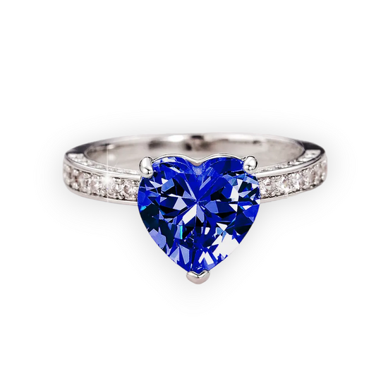 *Δαχτυλίδι με μπλε καρδιά zircon - R039