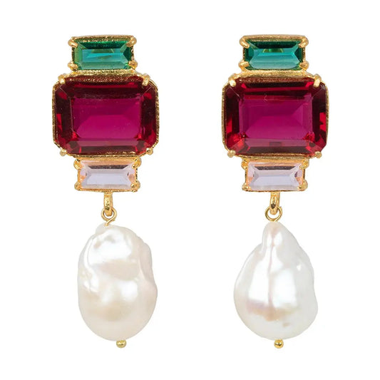 Earrings with brass and acrylic - w201