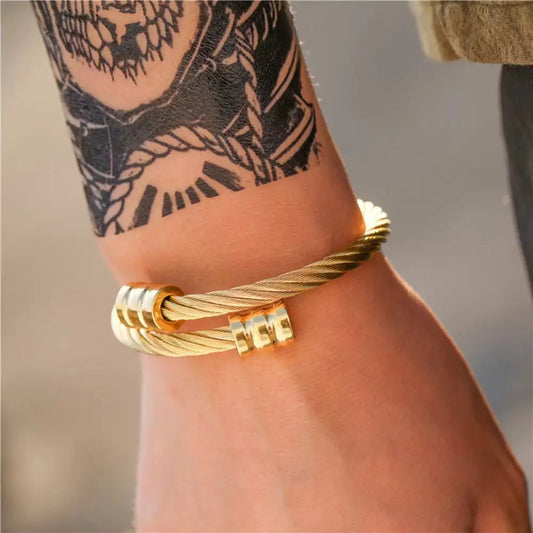Steel gold bracelet - w258