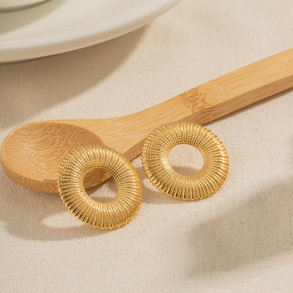 *Σκουλαρίκια χρυσό ατσάλι στρόγγυλο με υφή-EA144