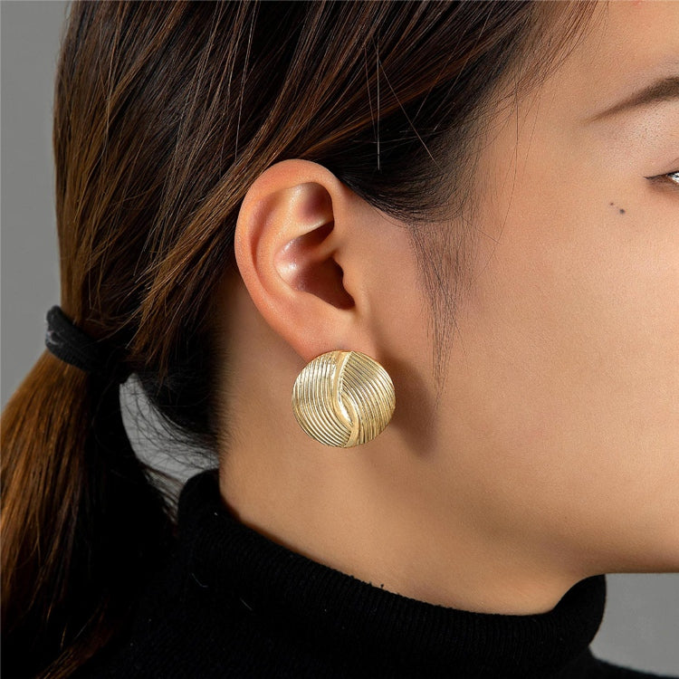 Σκουλαρίκια επιχρυσωμένο ατσάλι στρόγγυλα με ραβδώσεις-EA510