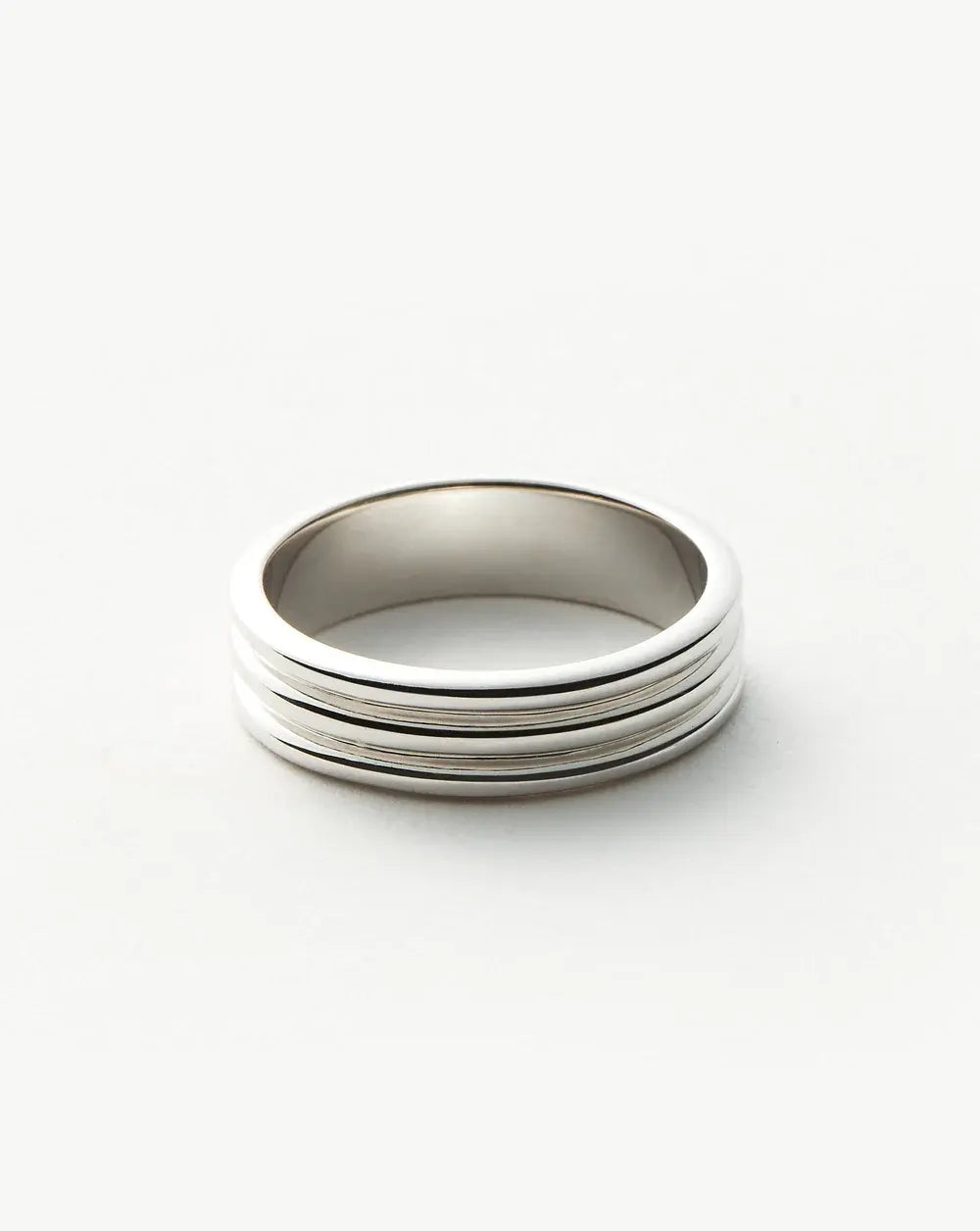 Ring steel wedding thick silver with line-r243