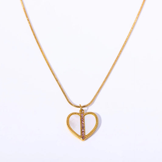 Steel necklace with heart - w281