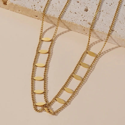 Necklace Gold Plated Steel with Vacuum and Rhombus-NE154