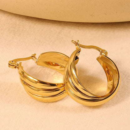 Brincos de argola tripla de aço - w114