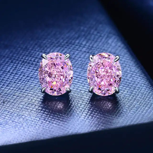 *Σκουλαρίκια οβάλ ροζ zircon - ea391