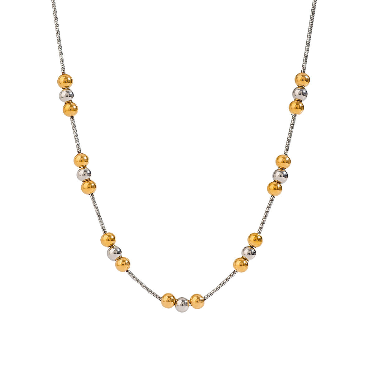 Colier din otel cu margele de otel-NE396