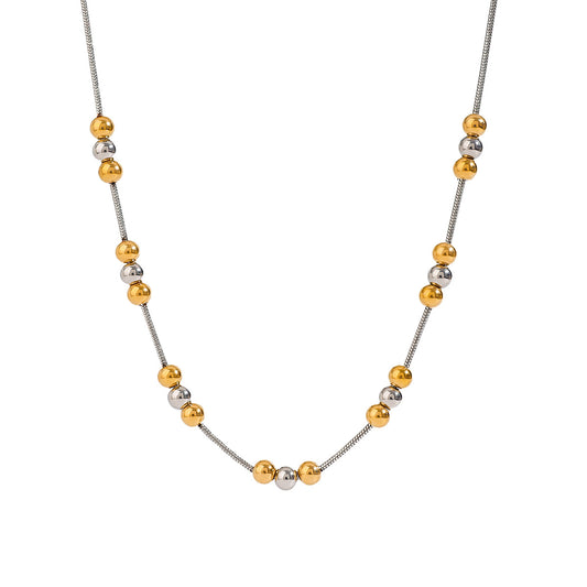 Colier din otel cu margele de otel-NE396