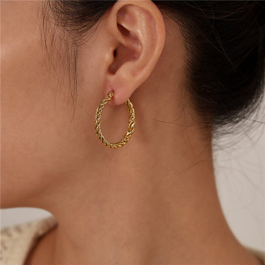Earrings gold plated steel hoops-EA337