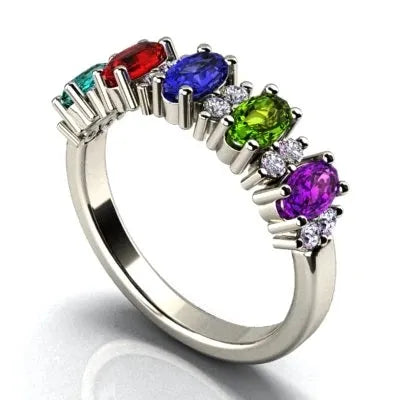 Brass ring with colorful zircons - w243