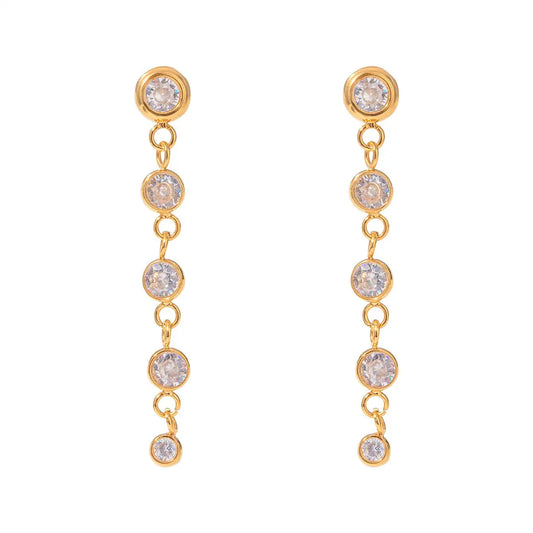 Steel earrings with zircons - w097