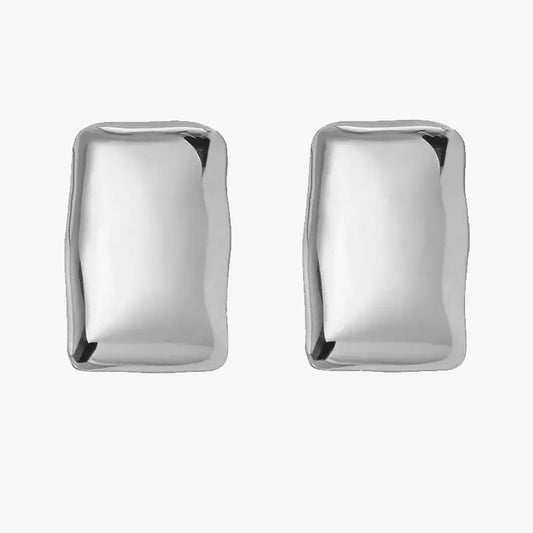 Orecchini rettangolari piastre in acciaio argento - EA179