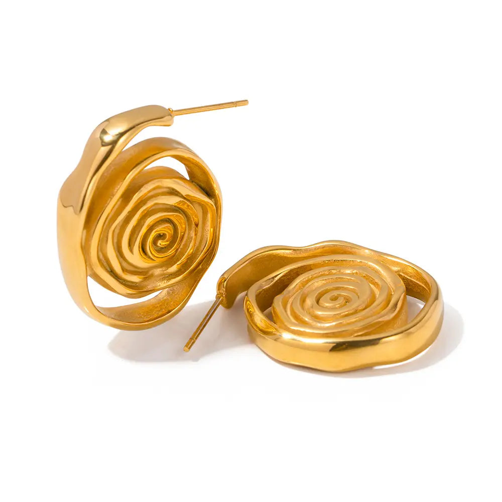 Orecchini a spirale in acciaio dorato - EA409