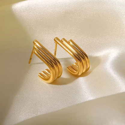 Earrings gilded steel triple rink-ea169