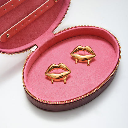 Σκουλαρίκια επιχρυσωμένο ατσάλι με χείλια-EA614