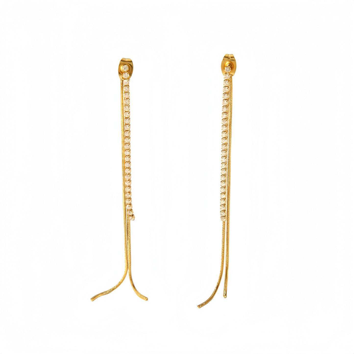 Σκουλαρίκια επιχρυσωμένο ατσάλι μακρυά με zircon-EA418