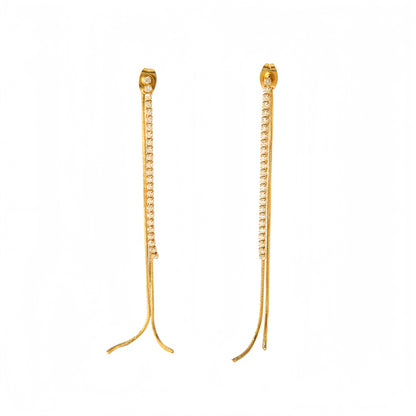 Σκουλαρίκια επιχρυσωμένο ατσάλι μακρυά με zircon-EA418