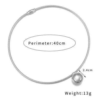 Steel silver choker necklace - w154