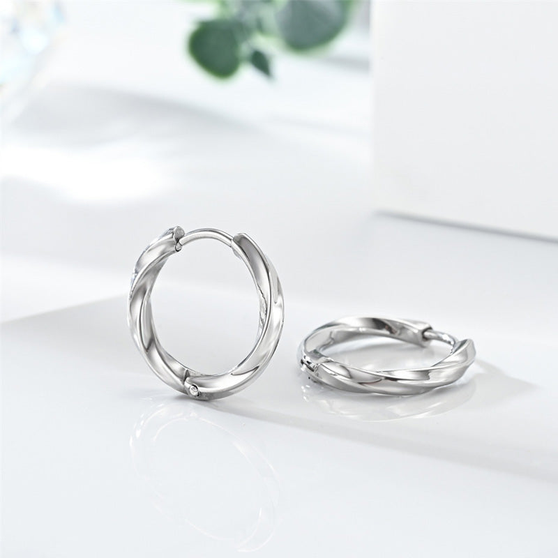 Σκουλαρίκια ατσάλι κρίκος με ραβδώσεις-EA114