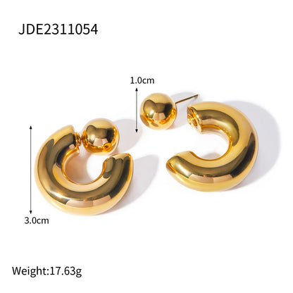 Gold hoops with round clasp-EA521