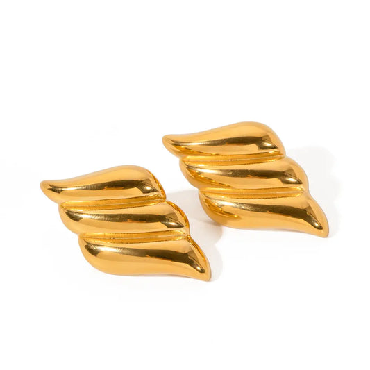 Pendientes de acero con tachuelas de oro - ea321