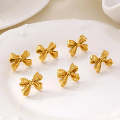 Earrings gilded steel bow-ea296