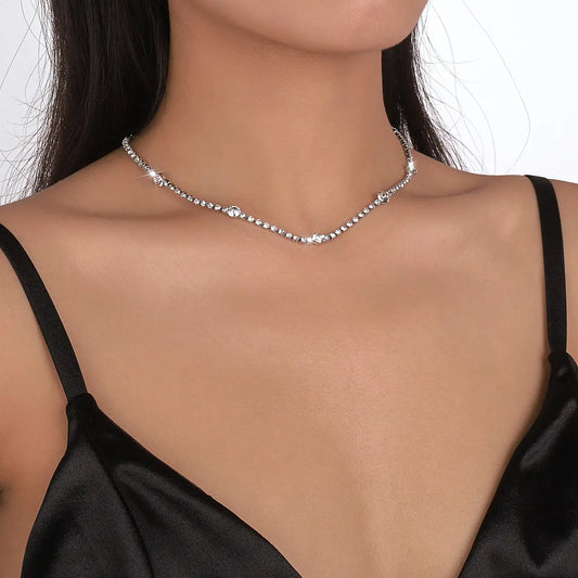 Necklace with rhinestones -w280