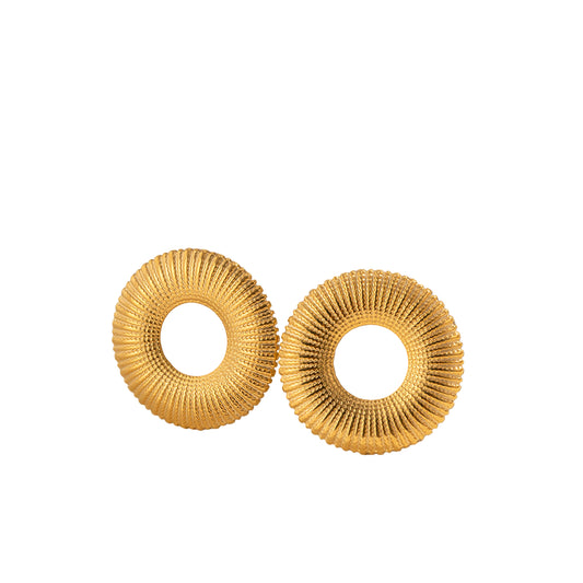 *Σκουλαρίκια χρυσό ατσάλι στρόγγυλο με υφή-EA144